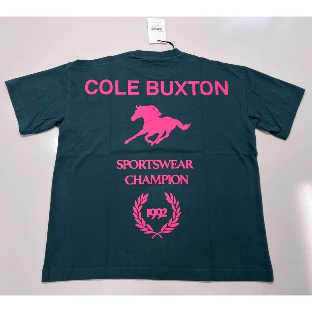 Cole Buxton Sportswear Stud T-Shirt Forest Green Pink BNWT Size Small